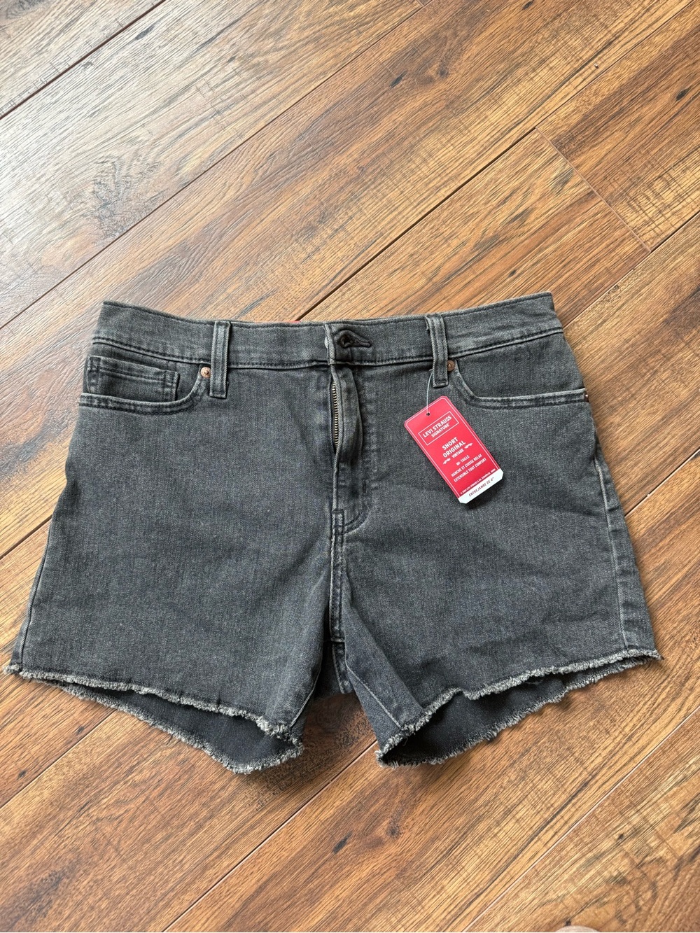 Levi's Black Frayed Hem Denim Shorts